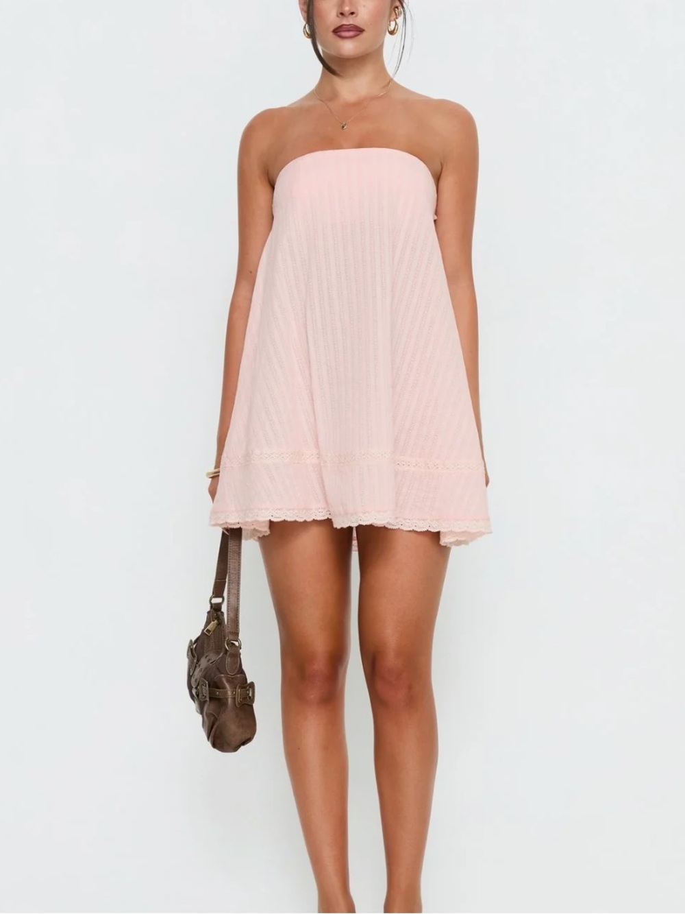 Princess Polly - Gypsea Strapless Swing Mini Dress Light Pink - Picture 3 of 4